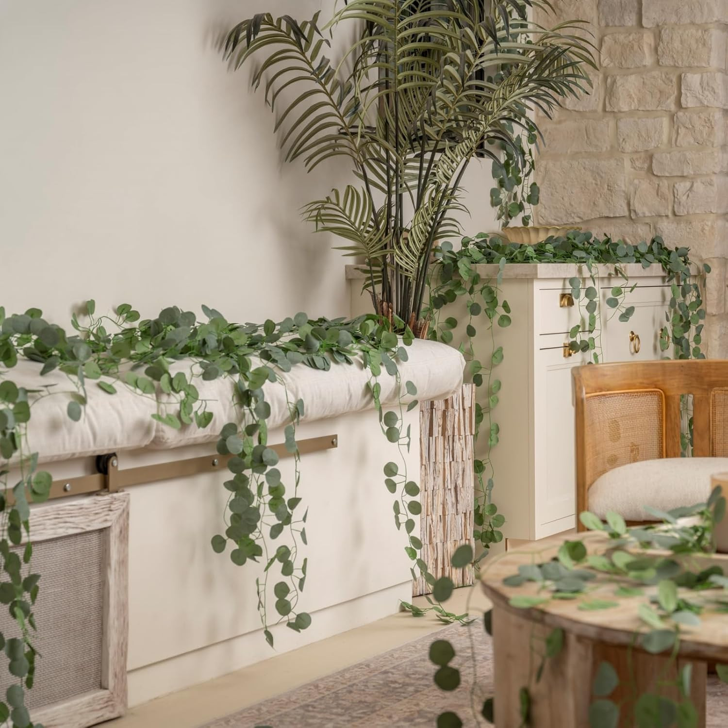 24 Pack Eucalyptus Garland, Artificial Greenery Garland Faux Eucalyptus Leaves T