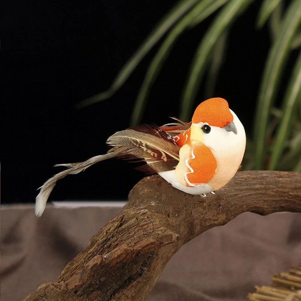 6pcs 10cm6pcs 10 Artificial Sparrow Birds – Foam Ornaments for Home & Diy Crafts