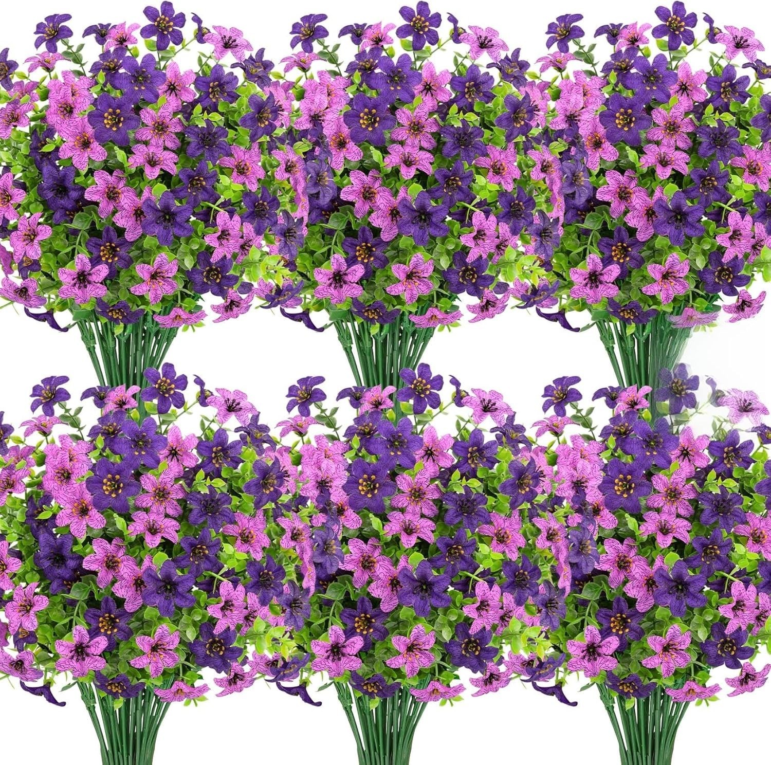 20 Bundles Artificial Flowers for Outdoors, Fake Silk Flowers UV Resistant Fa…