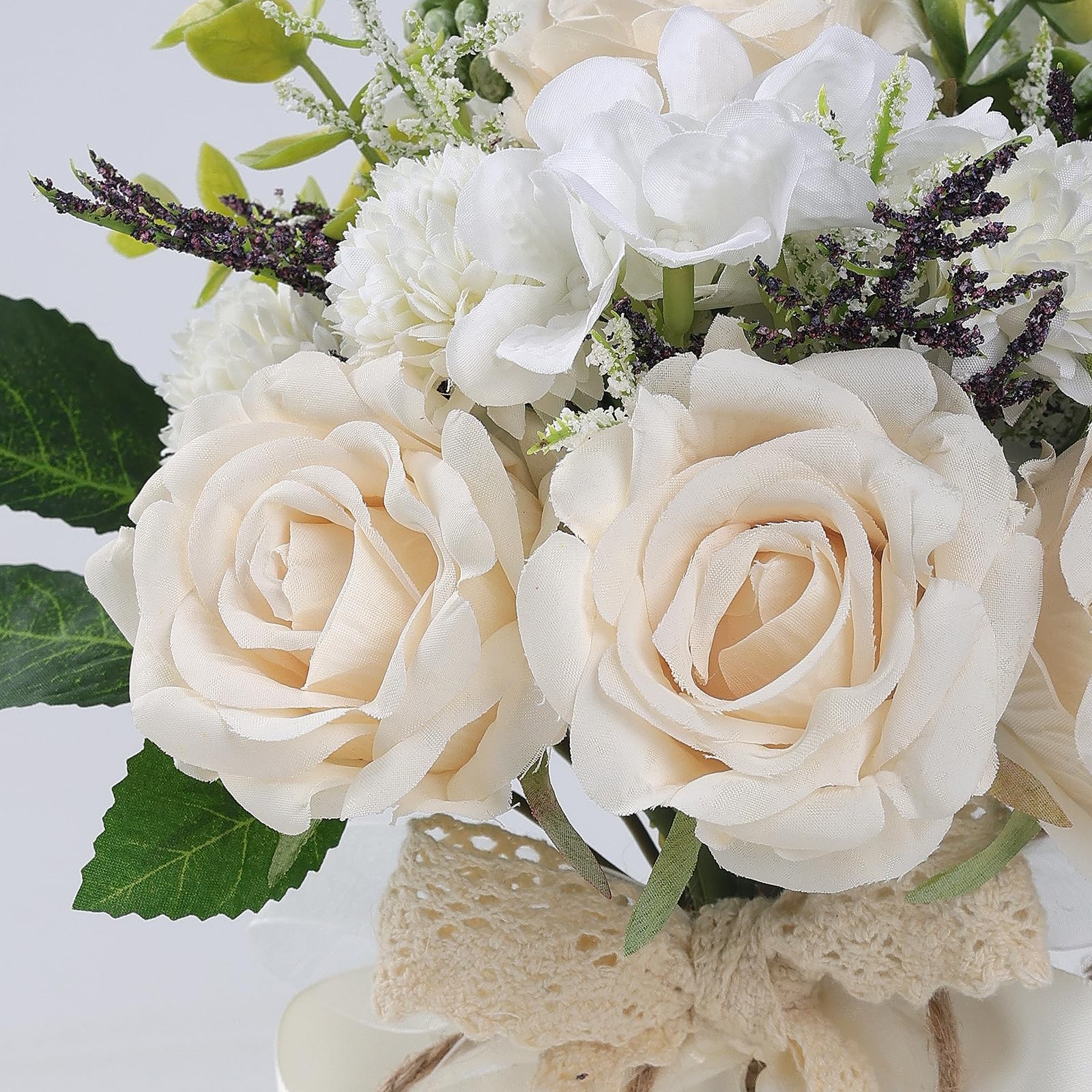 Wedding Bouquets for Bride Bridesmaid,White Champagne Artificial Roses Flower…