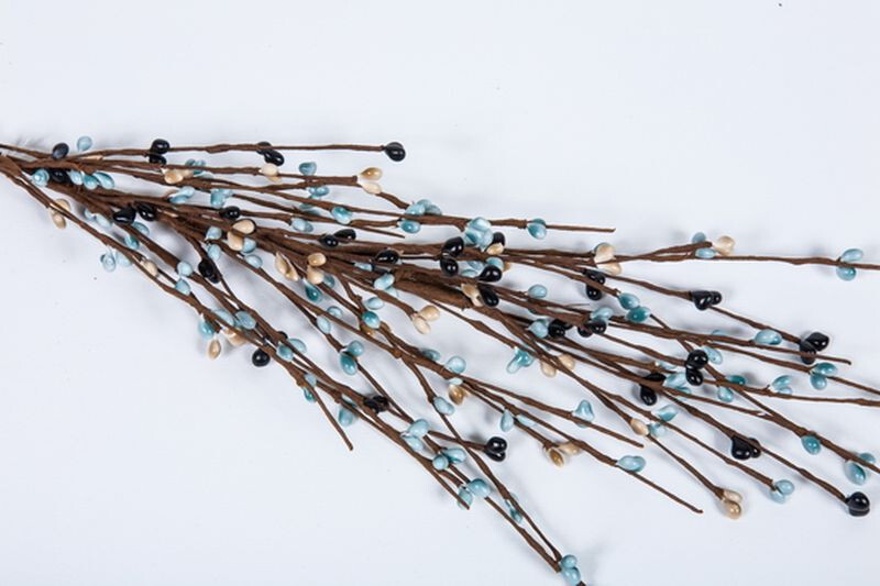 Versatile Primitive Lt Blue Black Mix 55″ Pip Rice Berry Garland Flexible