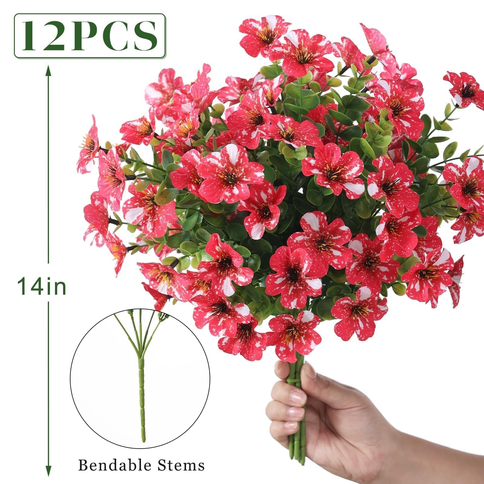 12 Bundles Artificial Morning Glory & Eucalyptus for Outdoor, Realistic Fake …
