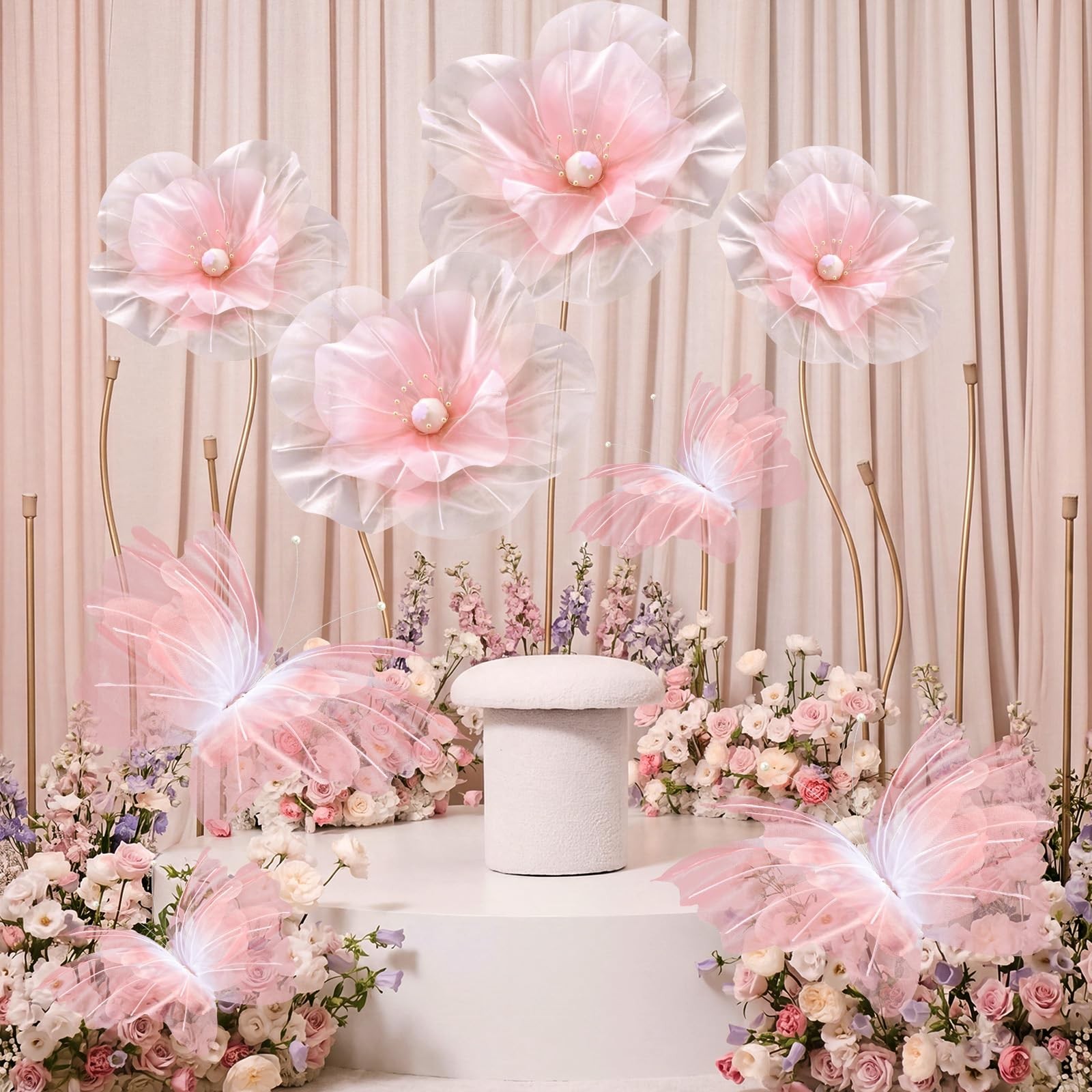 8 Pcs Large Butterfly Flower Decorations 20 Inch 12 Inch 3D Giant Silk Butter…