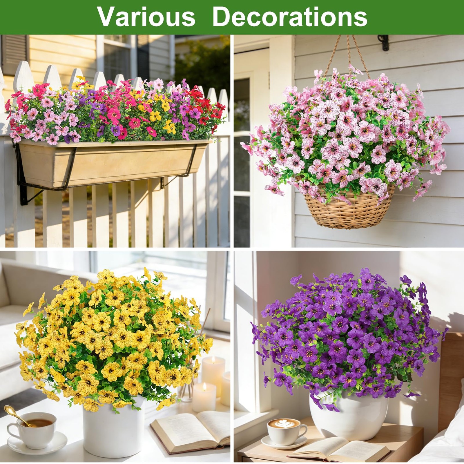 Artificial Flowers for Outdoors, UV Resistant Silk Fake Daisy Flowers with Eu…