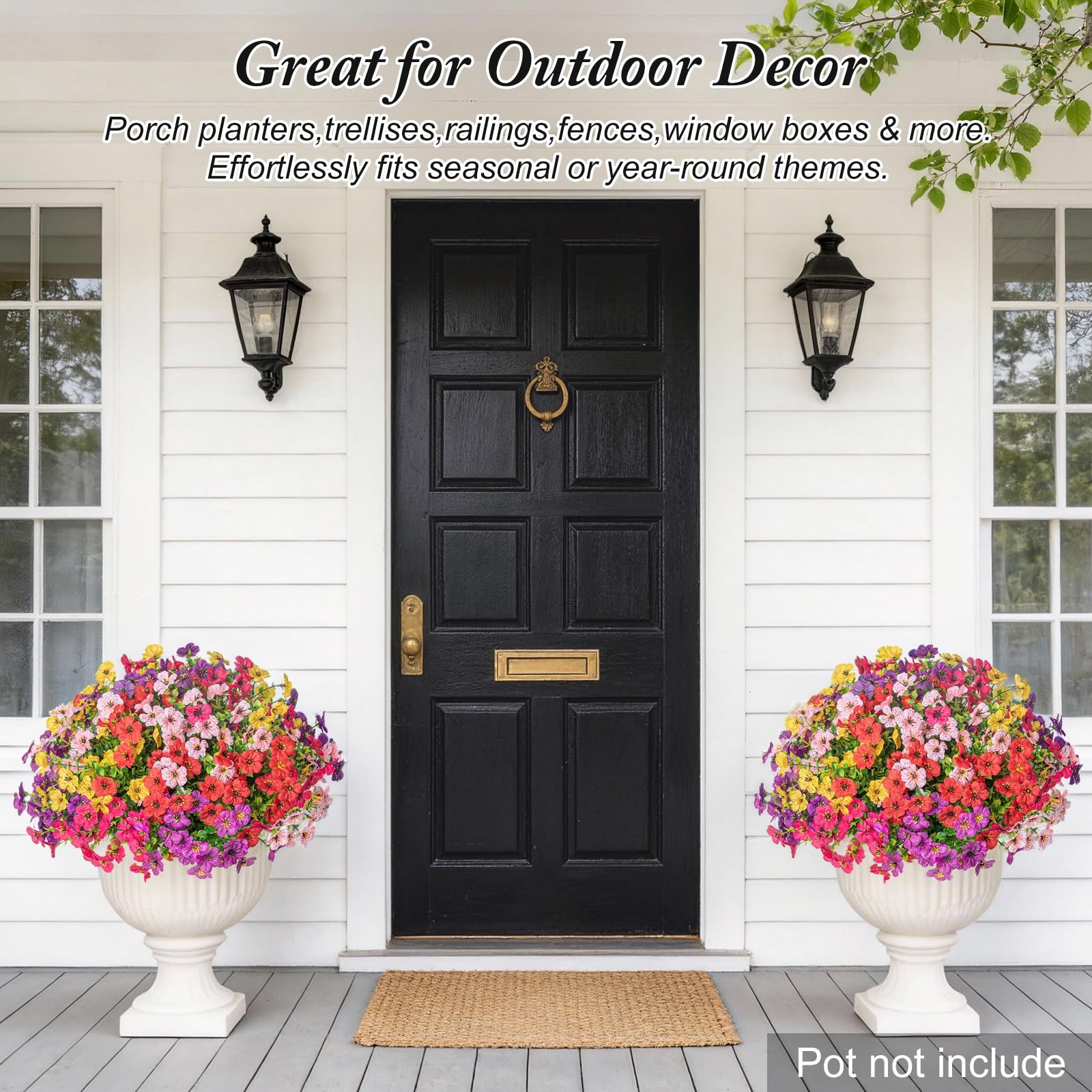 Artificial Flowers for Outdoors Decoration for UV Resistant Silk,16 Bundles