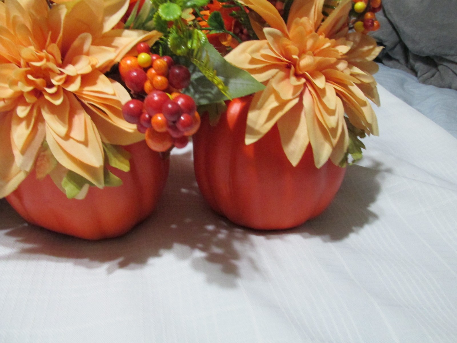 Fall Decor Centerpieces for Tables Fake Foam Pumpkin Silk Flowers Lot of 8