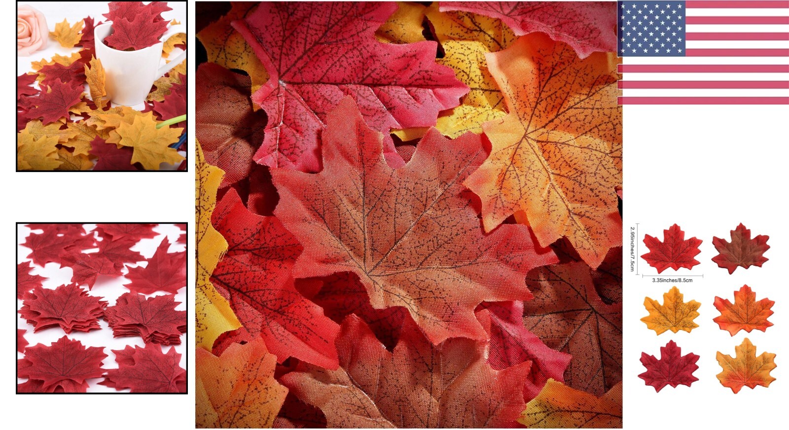 Autumn Maple Leaves – Mixed Colors – Weddings, Events, Scrapbooking – Polyester