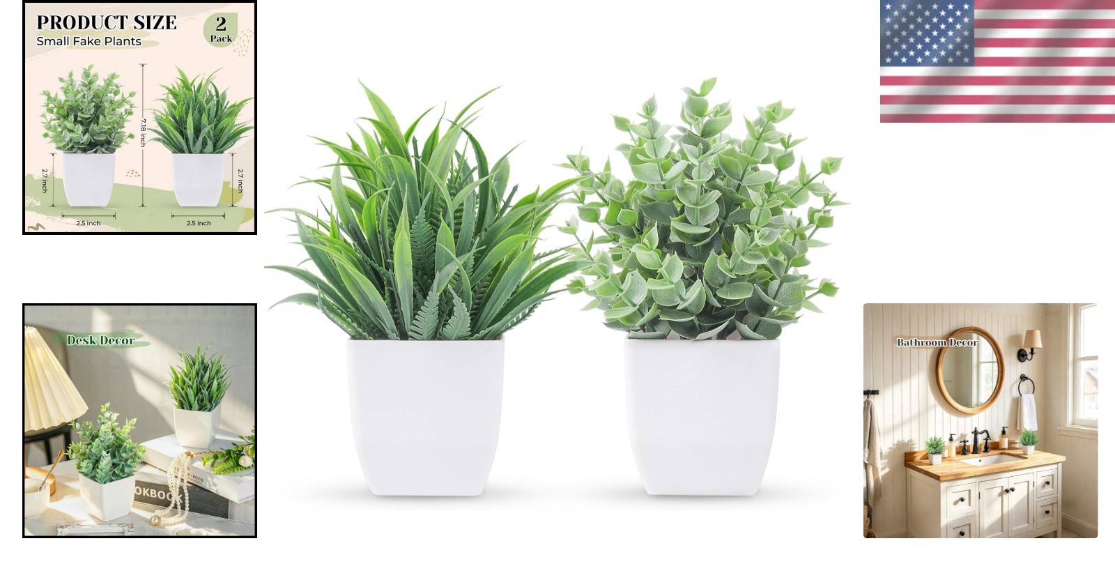 2-Pack Grey Eucalyptus Faux Plants – No Maintenance Home and Office Decor