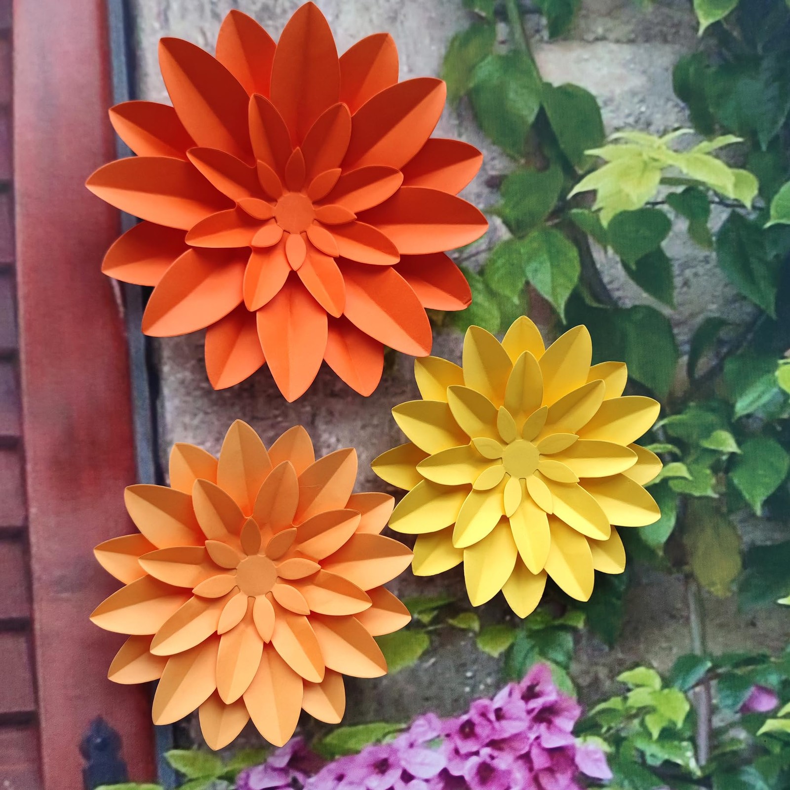 9 PCS Orange Paper Flowers Fall Thanksgiving Wall Backdrop Wedding Decor
