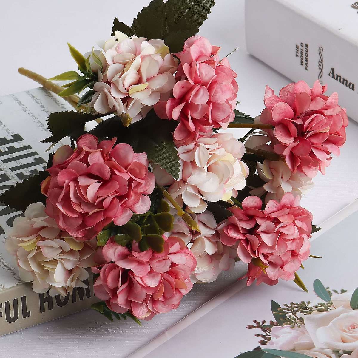 10 Heads Artificial Hydrangea Flower Bouquet Plants Home Wedding Decor