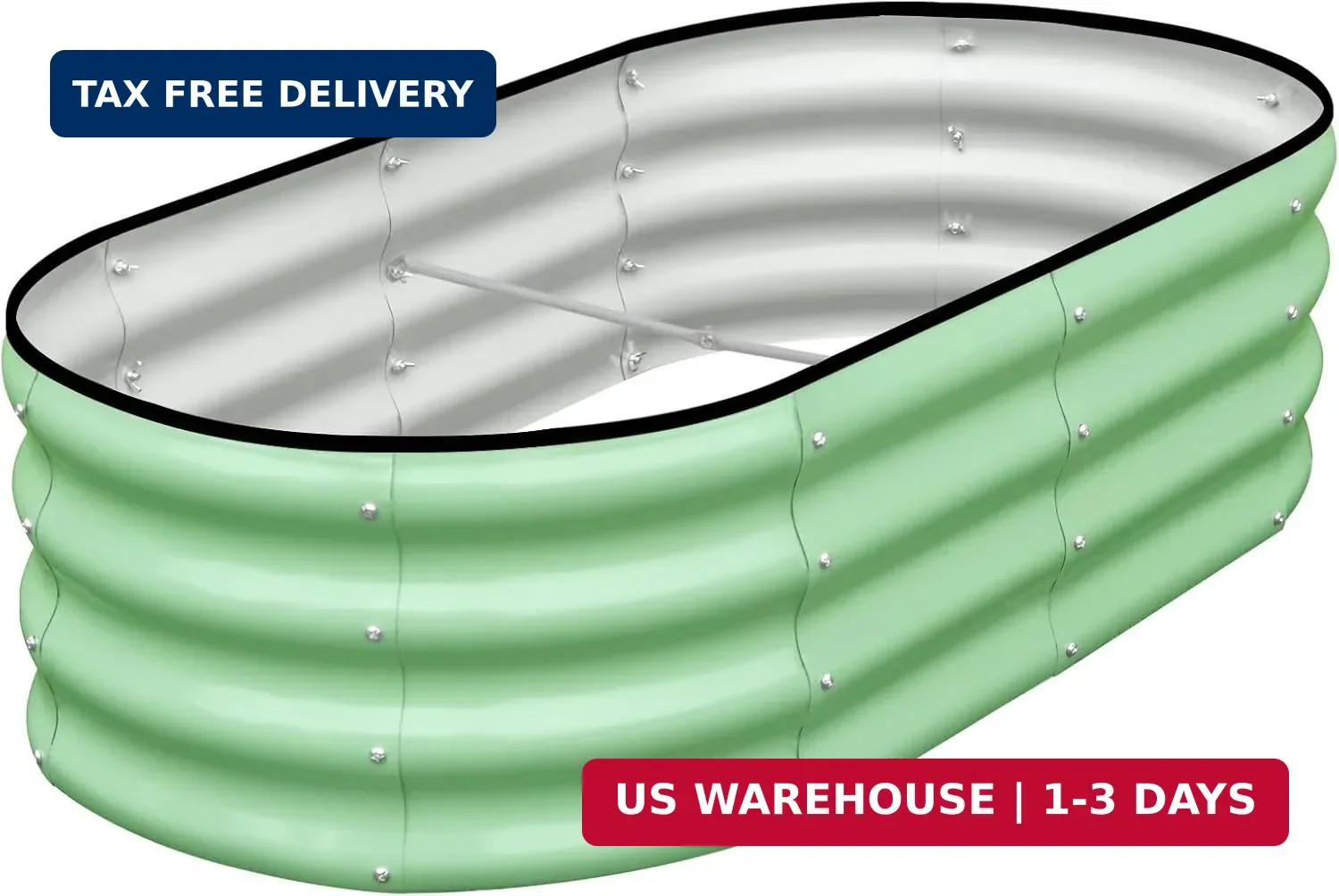 SnugNiture Galvanized Raised Garden Bed, 4x2x1ft Oval Metal Planter Box for Plan
