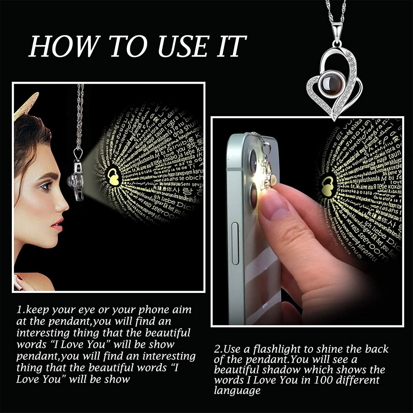Diamonds Preserved Rose + Necklace 925 Sterling Silver