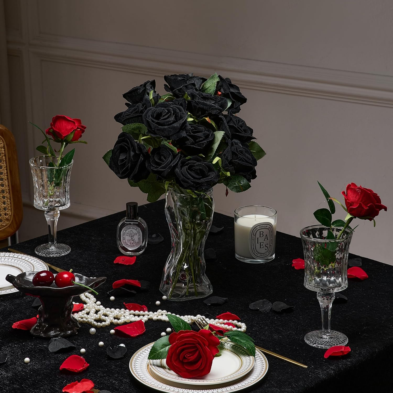 96 PCS Realistic Red Velvet Roses with Bendable Stems for Home & Events