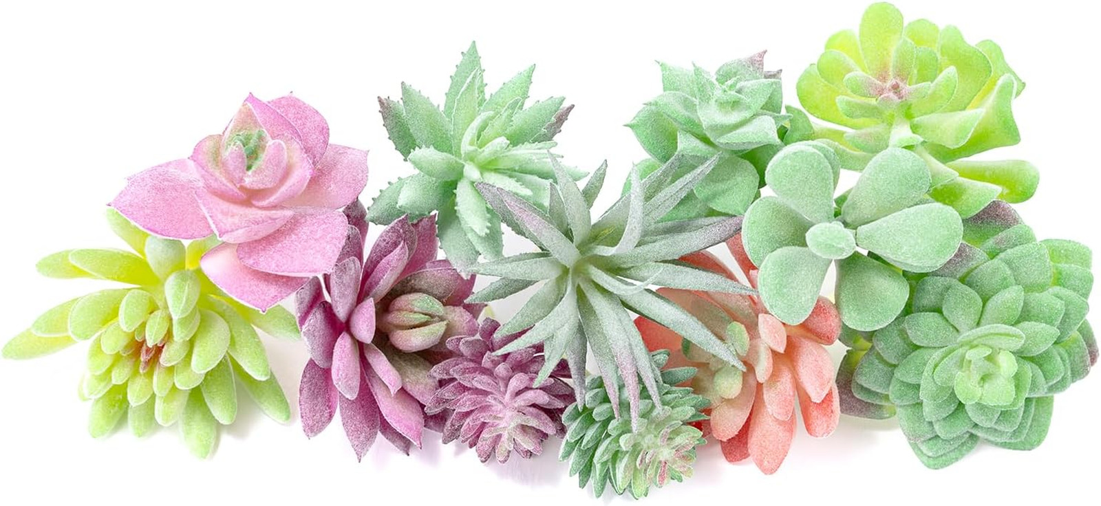 12 Pack Realistic Flocked Artificial Succulents, Faux Plastic Succulents Mini Fa