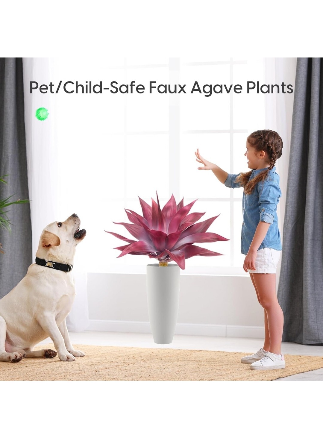 Fall Artificial Agave Fake Plant, Red-White Fake Agave Plant 22 inch
