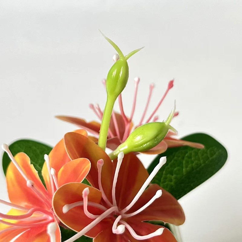 Artificial Jasmine Arrangement 4.9 inches in White Square Pot with Moss Liner