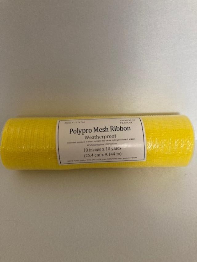 Hobby Lobby – Polypro Mesh Ribbon- Yellow – Weatherproof- # 1274760 – New
