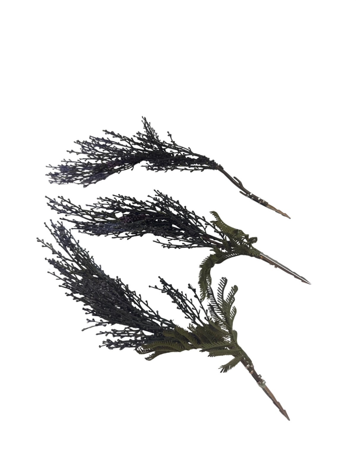 Artificial Dark Purple Spray Picks Branches Fern Accent Home Decoration Set Of 3