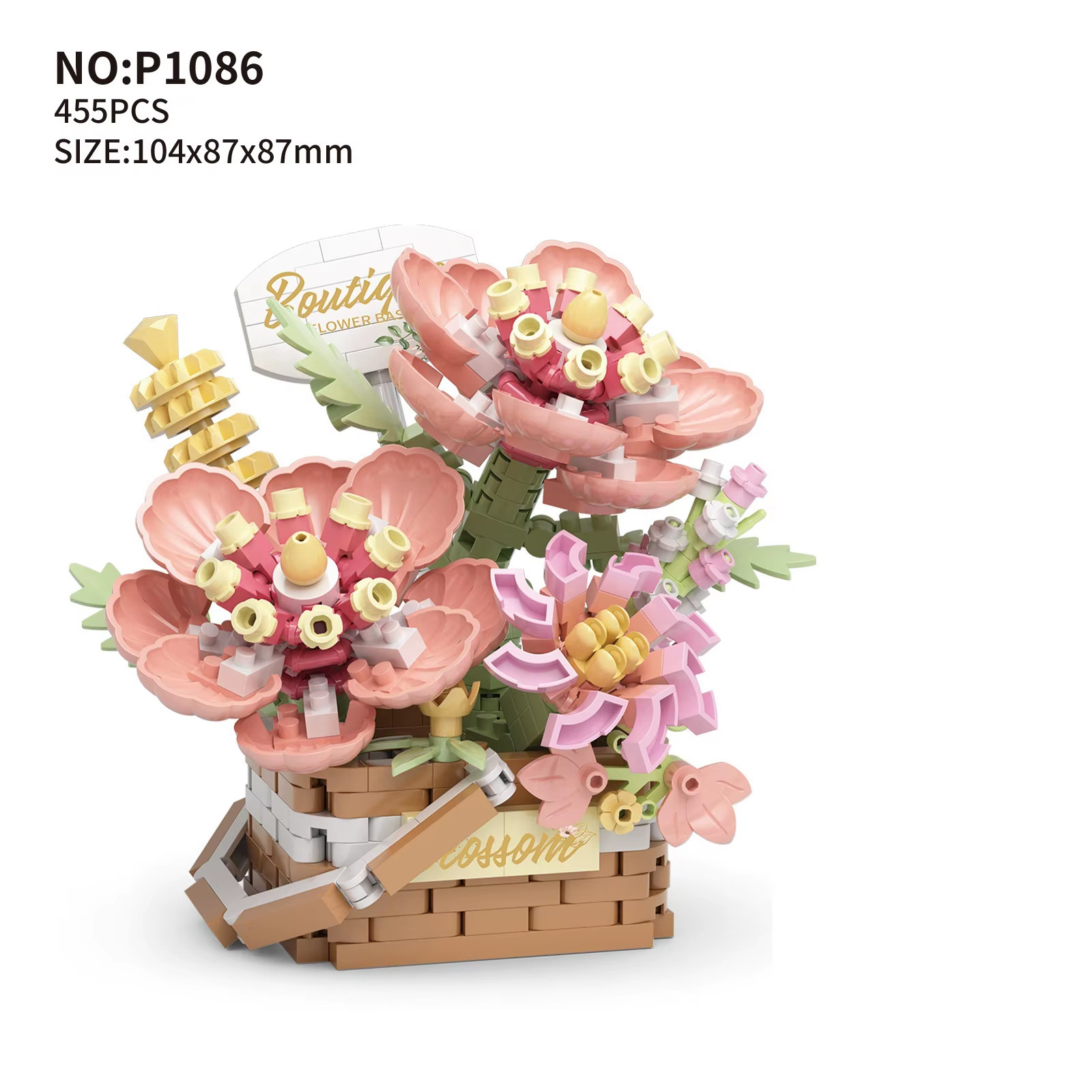 Flowers Bouquet Mini Building Block Rose Model Toy Flower DIY Assembly Decorati