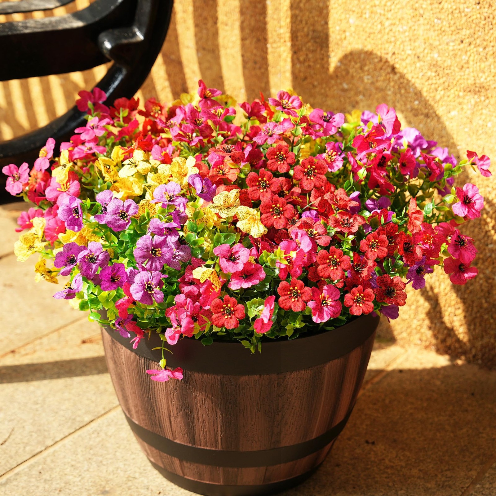 Artificial Flowers for Outdoors, UV Resistant Fake Silk Flowers