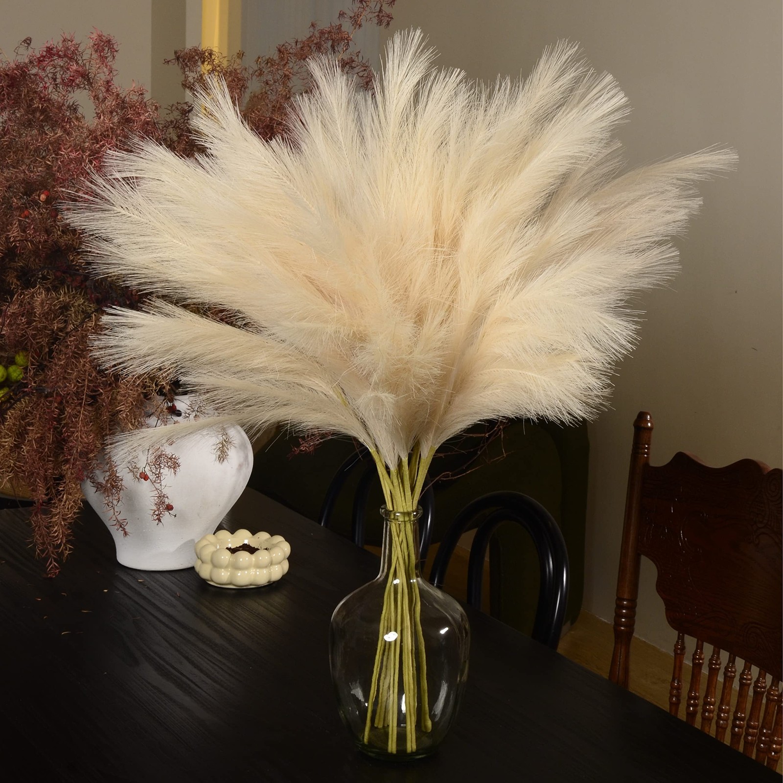 Pampas Grass Decor Tall, 9PCS Pompas, Large Faux Pampas Grass, 38” Tall Pamp…
