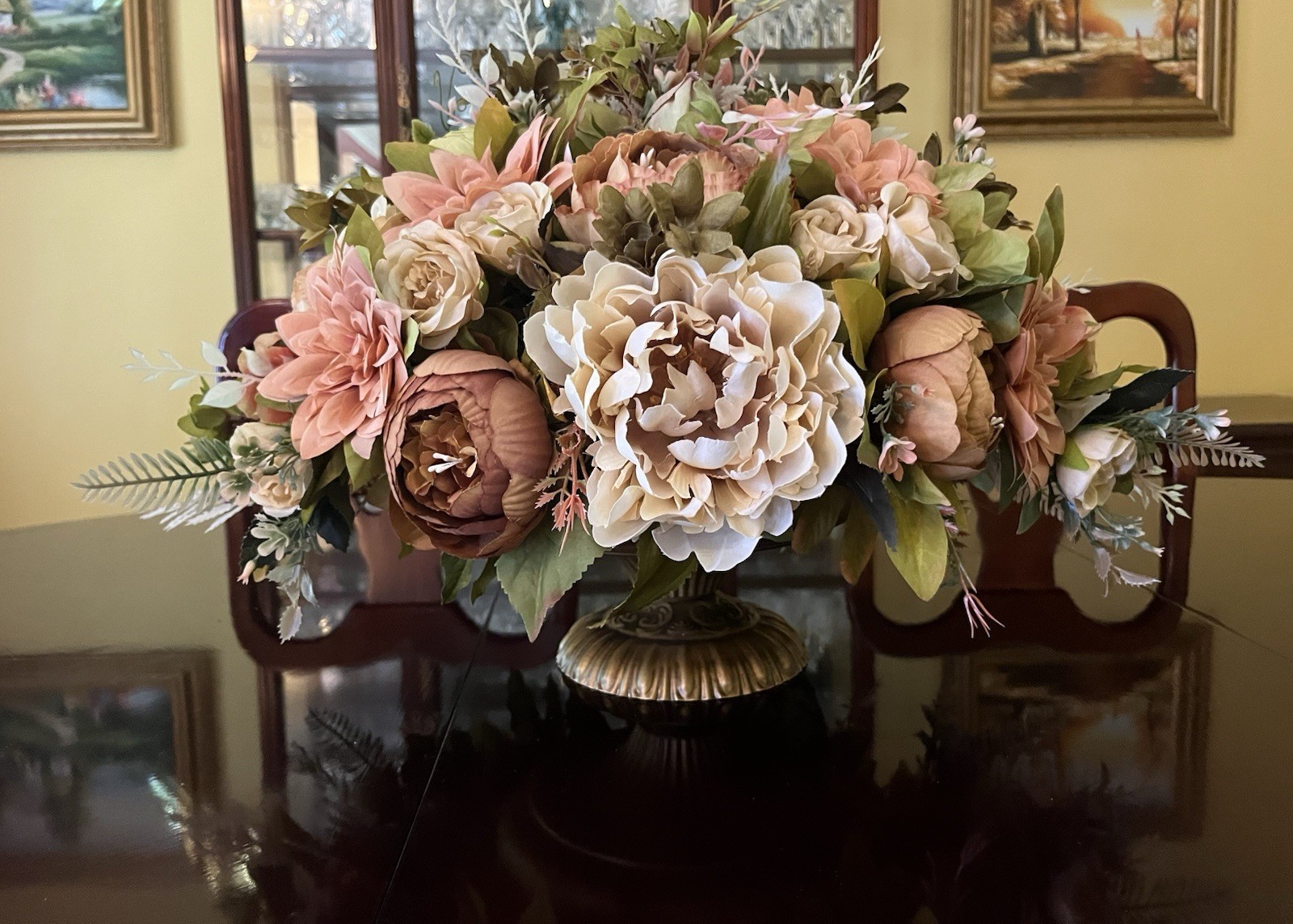 Brown Peony And Cream Chrysanthemum Floral Arrangement Year Round Floral