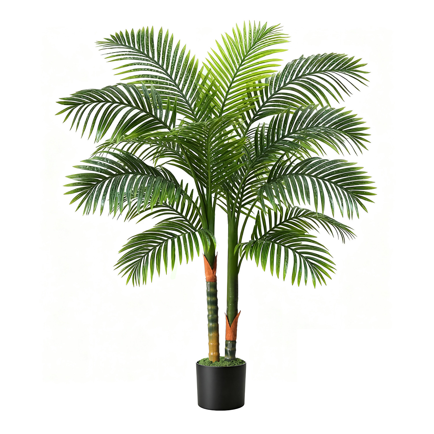 NOVAROOT 6FT Double Trunk Golden Cane Artificial Palm Tree Home Decor
