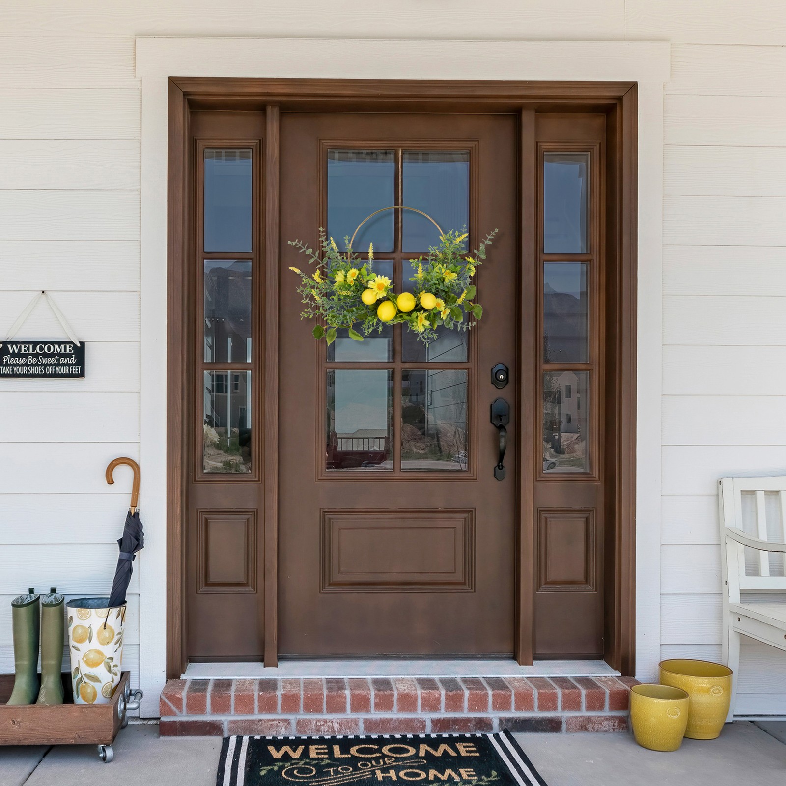Northlight Lemon and Daisy Springtime Half Wreath – 22″ – Yellow