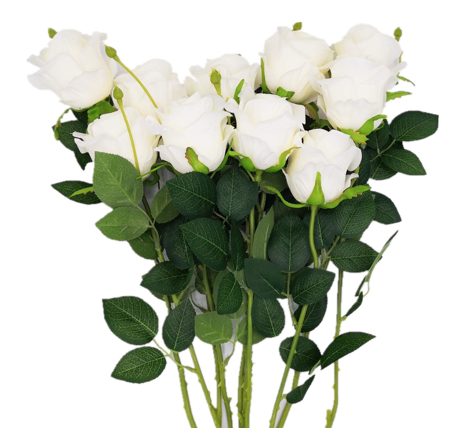 Artificial Silk Rose Flower Bouquet Home Decor Wedding Party, Pack of 10 (Off…