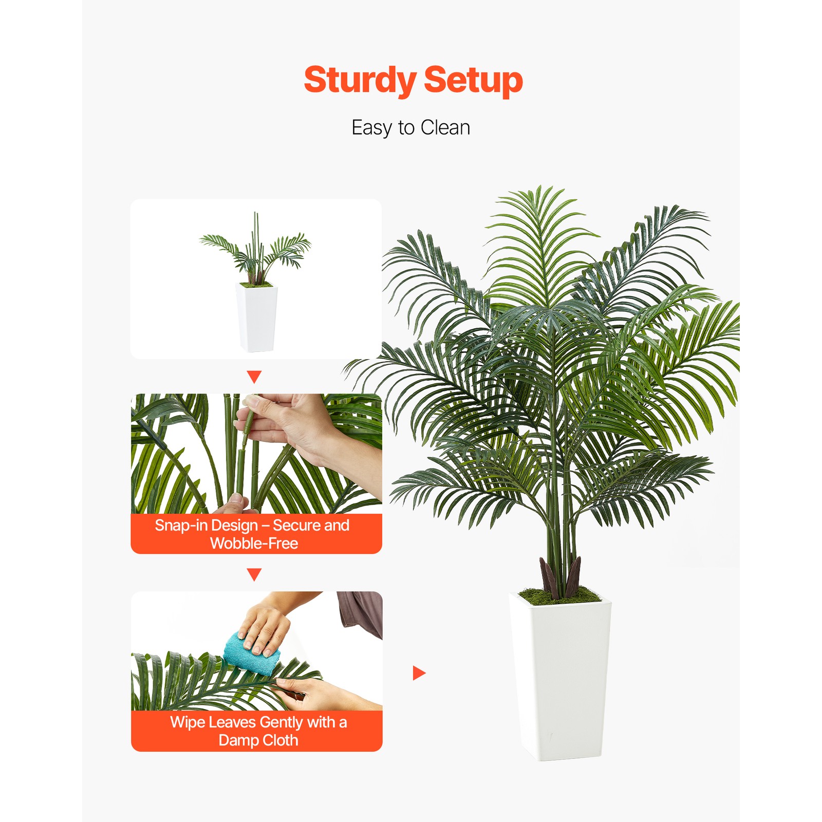 Uimoso 5ft Artificial Areca Palm Tree with Pot Indoor Plant Faux Home Decor