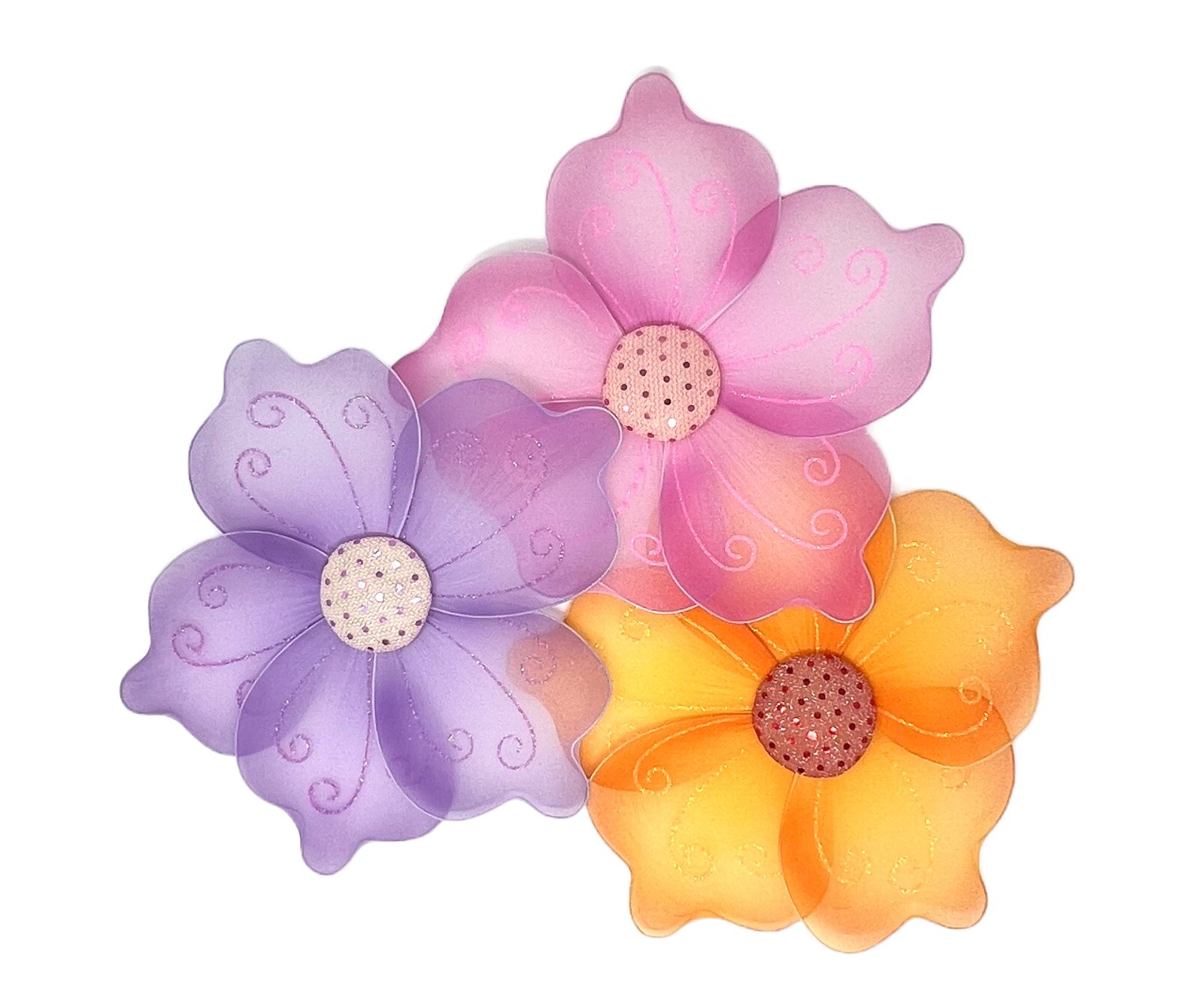 Flower Decor Made Of Nylon Clip On (Orange)