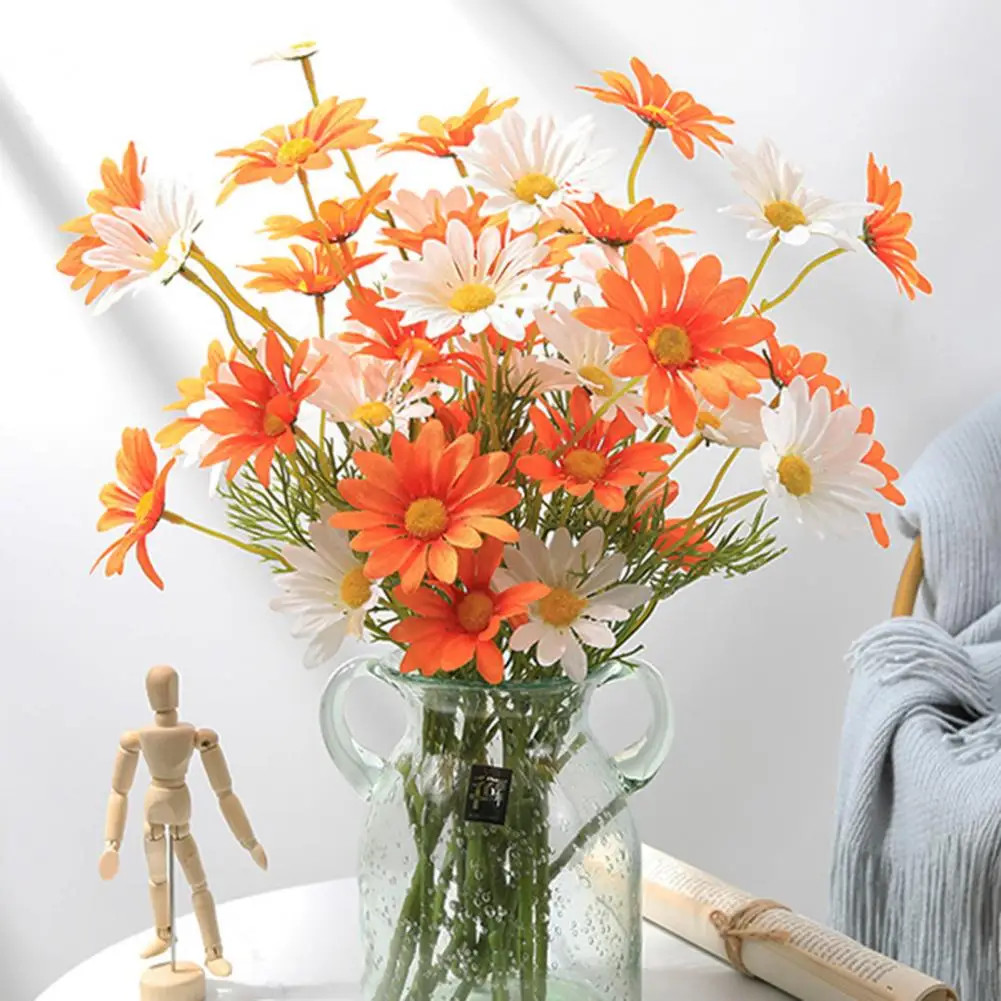 5 Heads Artificial Flower Fake Flower Decor UV Resistant Silk Colorful Handcraft