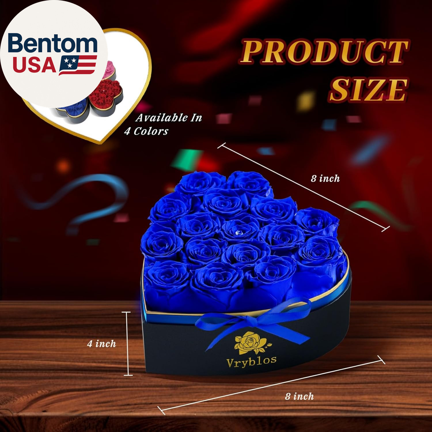 Forever Blue Roses in a Box Heart Shaped 16 Preserved Flowers for Delivery Grade