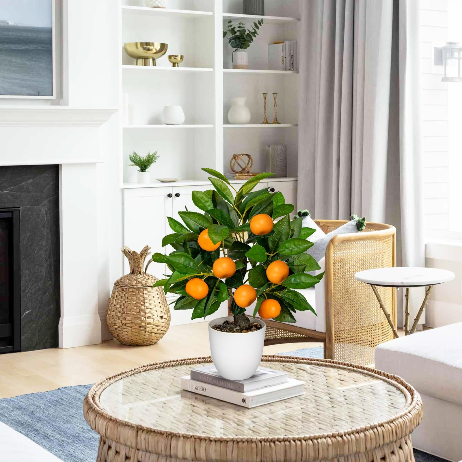 Artificial Potted Plants 16.1 inches Fake Orange Tree Artificial Citrus Fruit Pl
