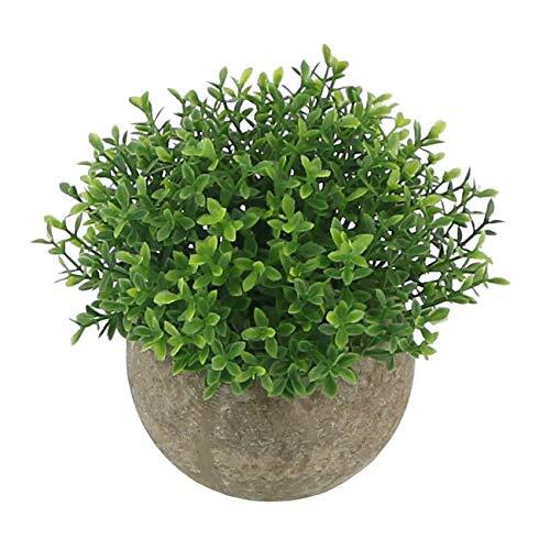 Mini Plastic Artificial Plants Grass in Pot/Small Artificial Faux Green Leaf