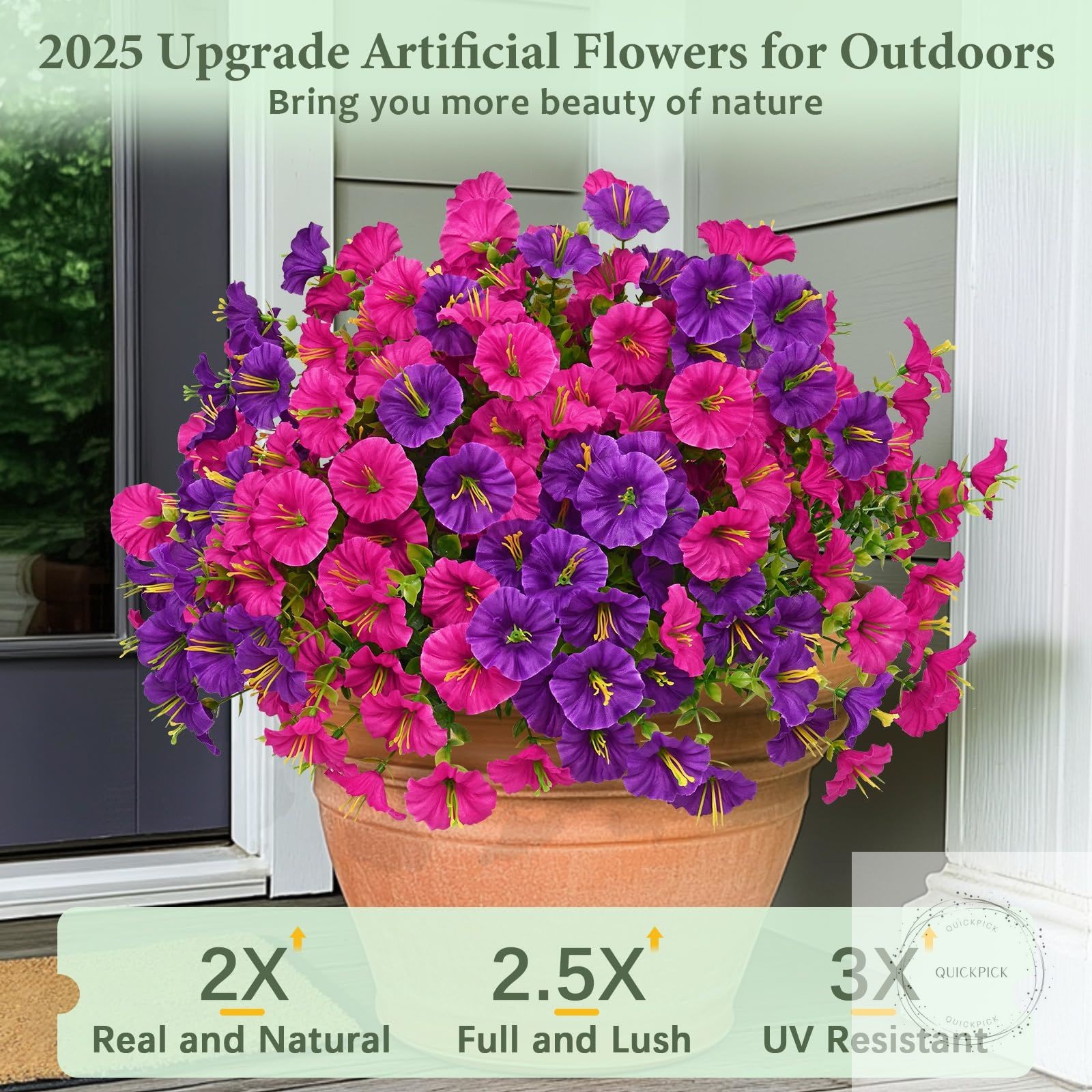 12 Bundles Look Real Artificial Flowers for Outdoors, Realistic Fake Outdoor Flo