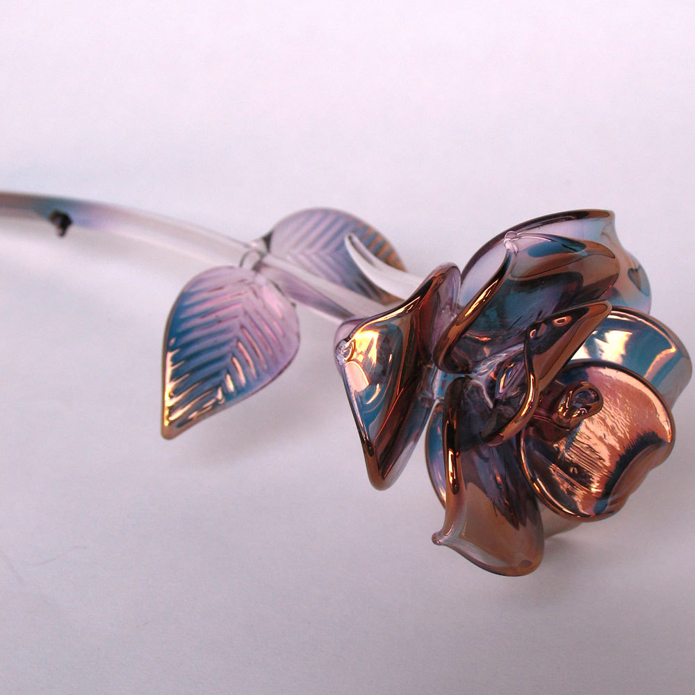 Glass Rose Hand Blown Crystal 24k Gold Figurine