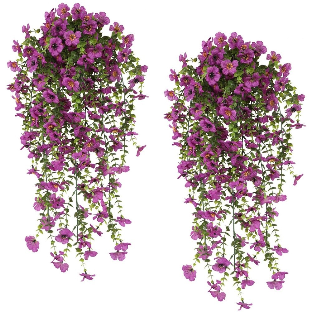 76cm Artificial Eucalyptus Vine with Violet Silk Flowers for Outdoor Decoration