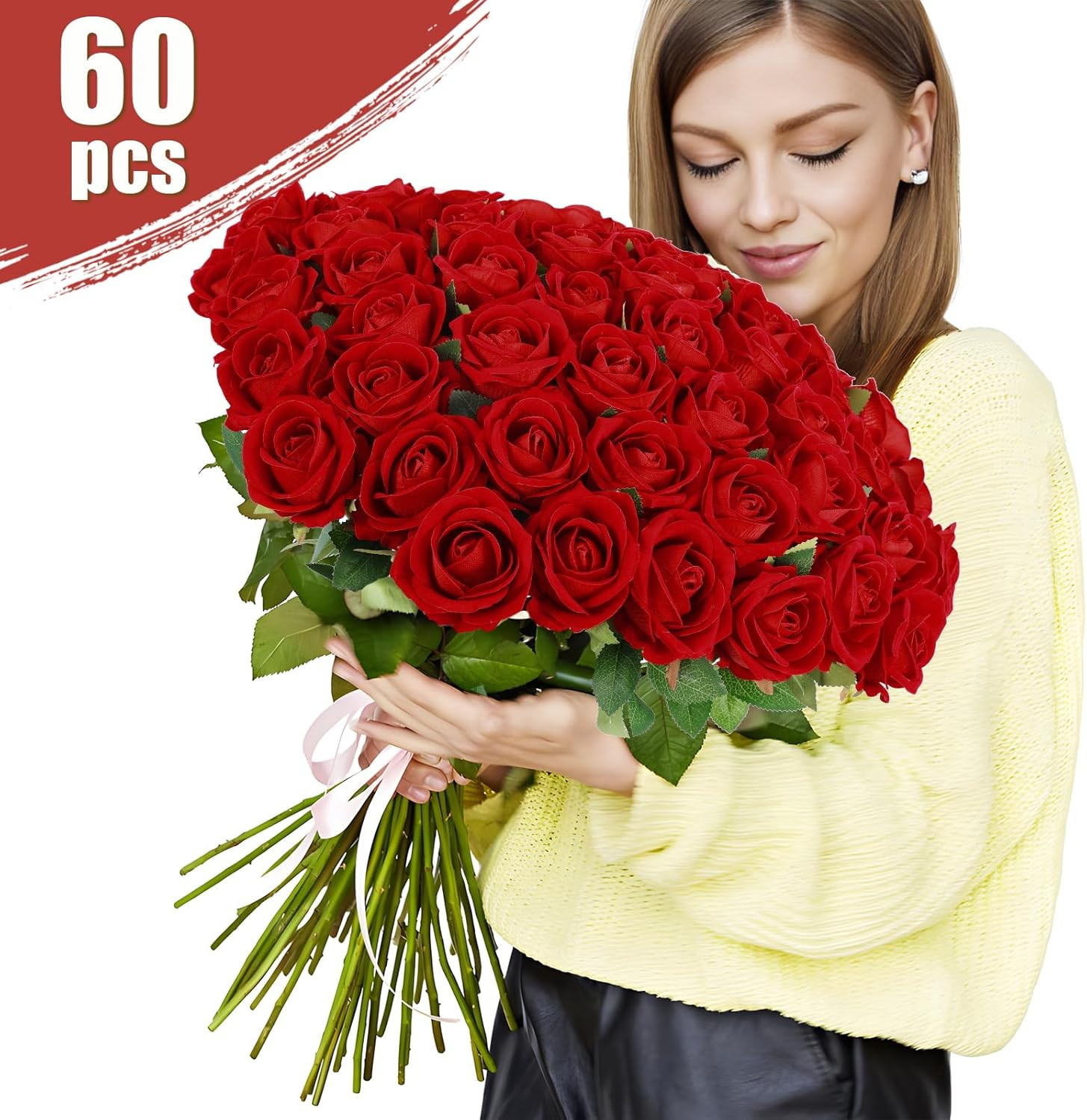120 Pcs Velvet Silk White Roses for Weddings, Home Decor & Special Occasions