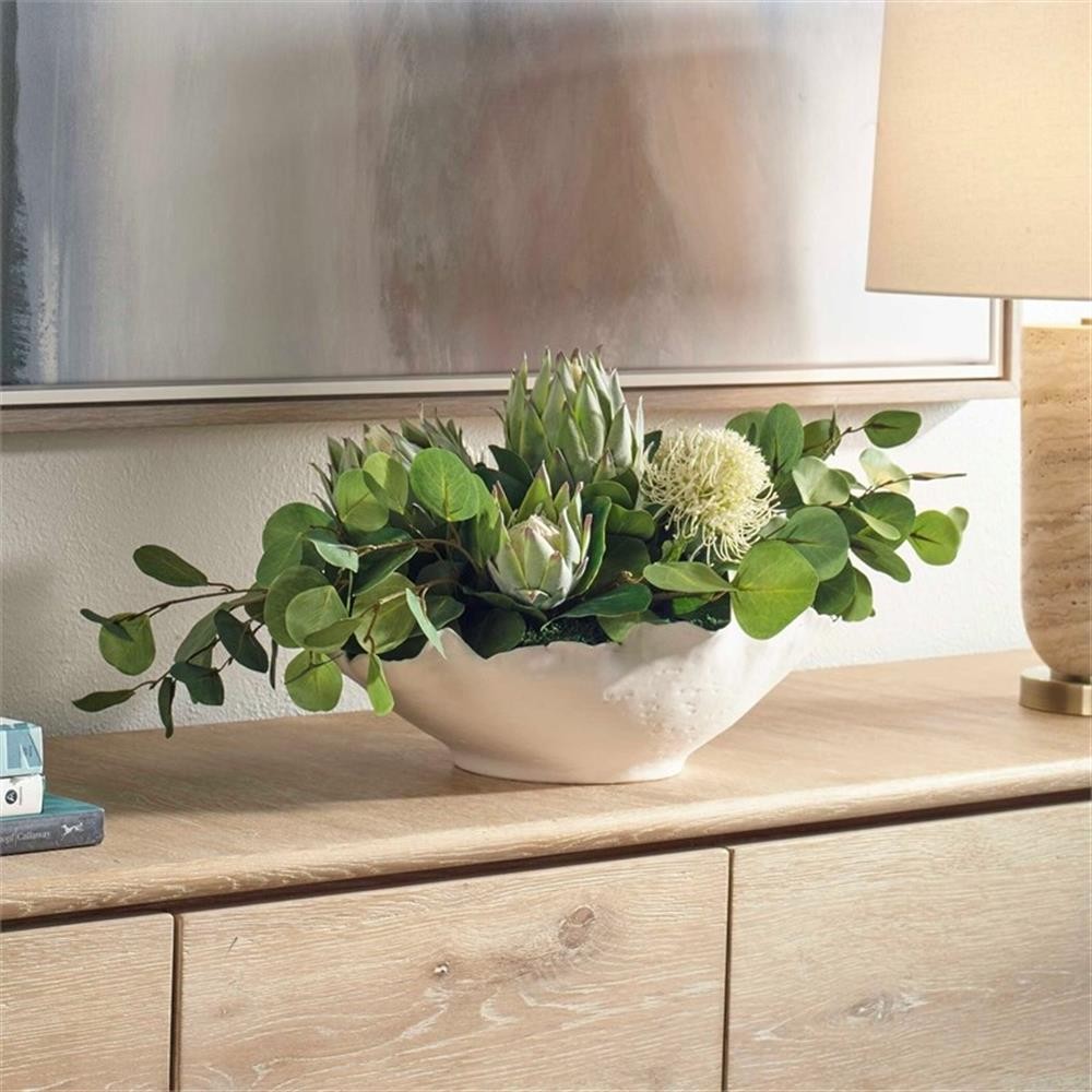 Pemberly Row Lifelike Succulent Centerpiece Arrangement with White Bowl