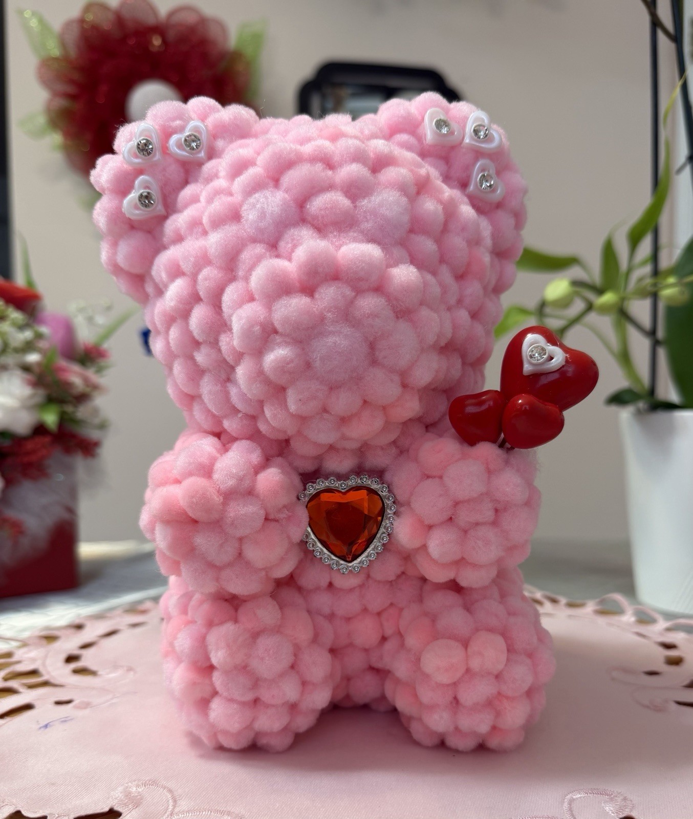 Adorable Pink Marshmallow Teddy Bear 9″-Unique Handmade Gift for Mother’s Day