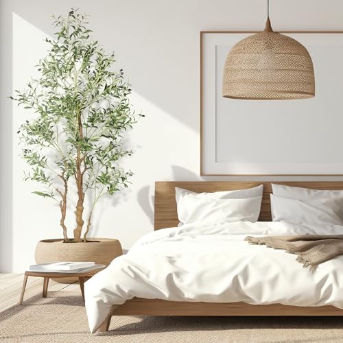 7.2ft Artificial Olive Tree (85in) with Plastic Nursery Pot Faux Olive 7ft 1in
