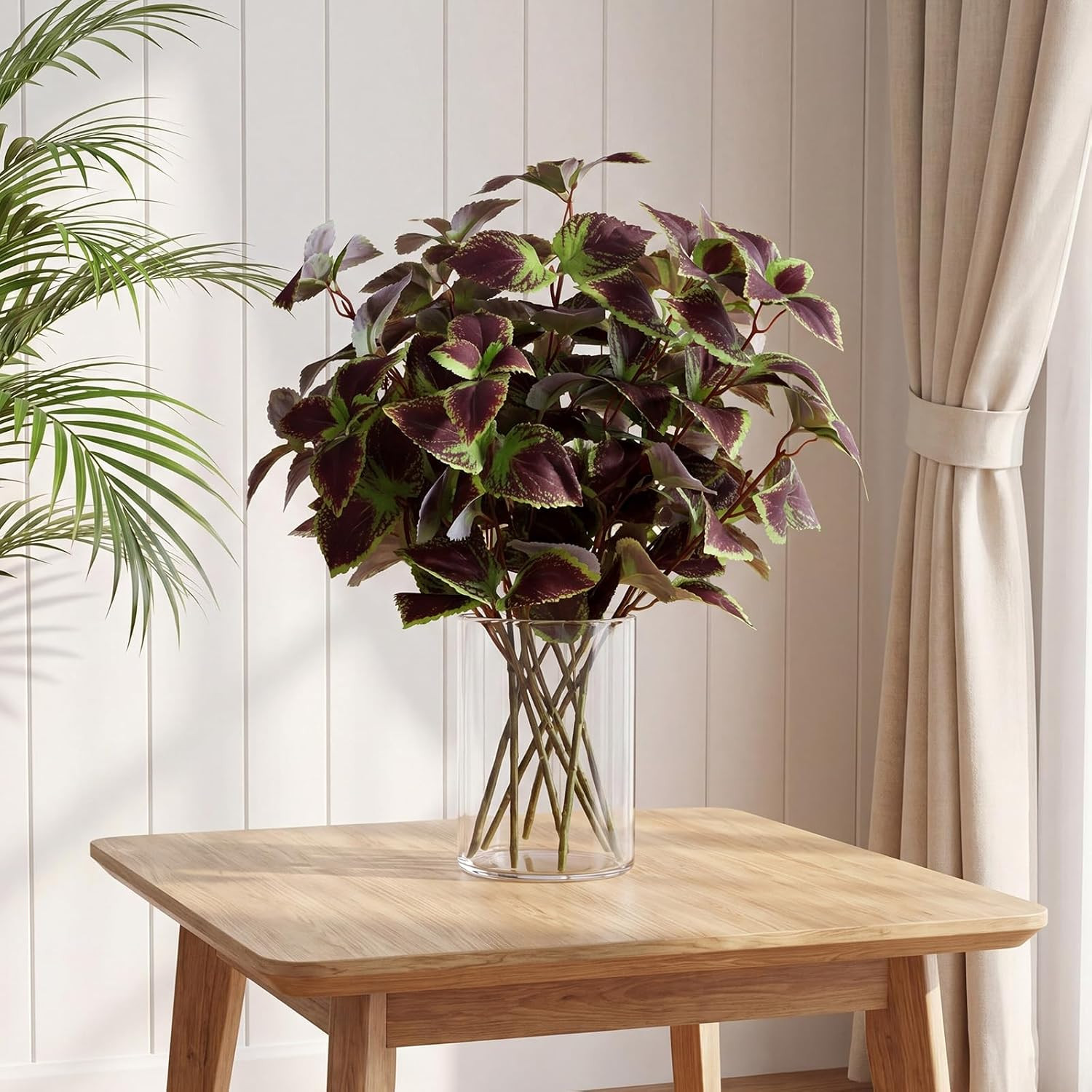 6 Pcs Realistic Faux Purple Coleus Bush for Indoor/Outdoor Decor