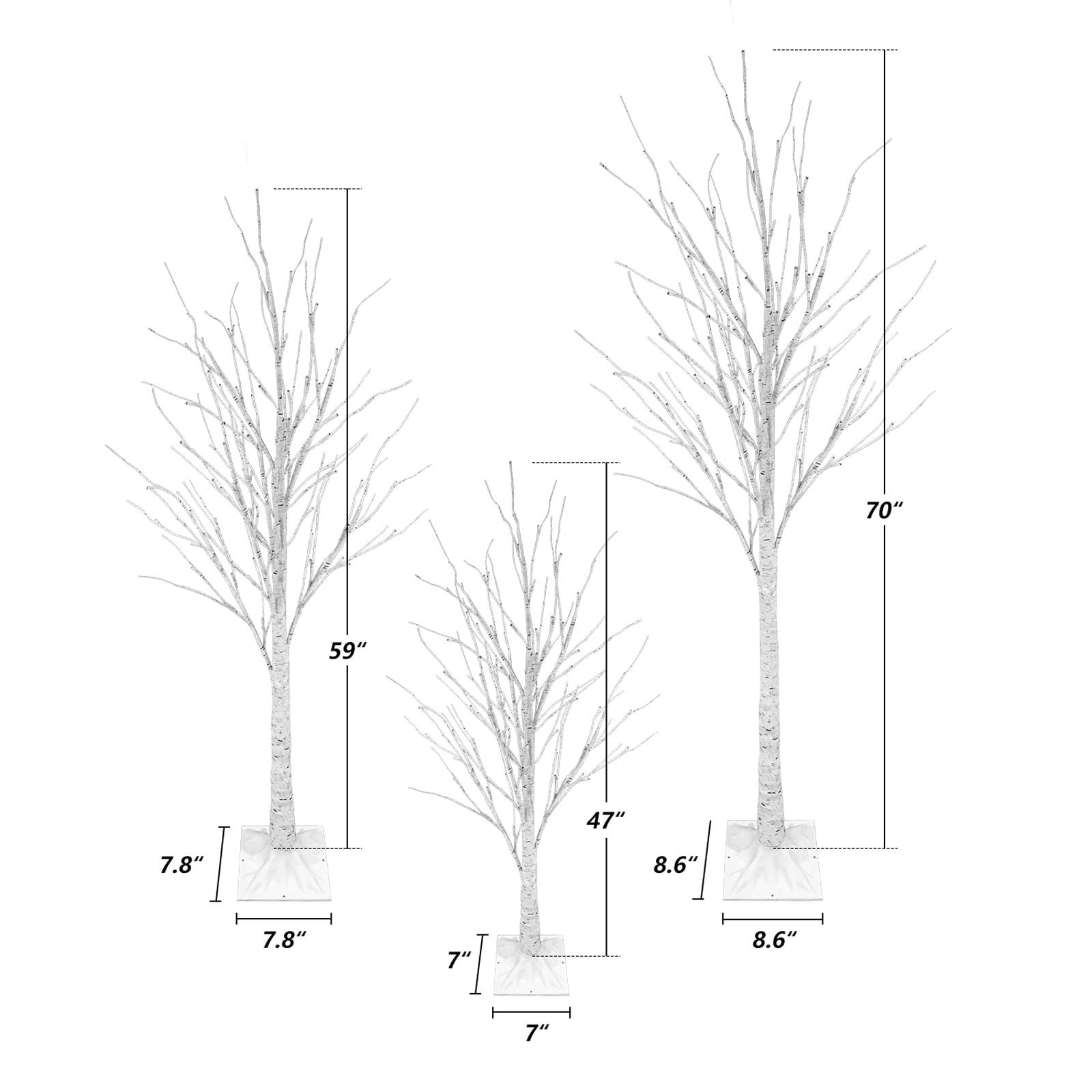 LINKROMAT Lighted Birch Trees, 4FT 5FT 6FT48 56 96LED Prelit Birch Tree with …