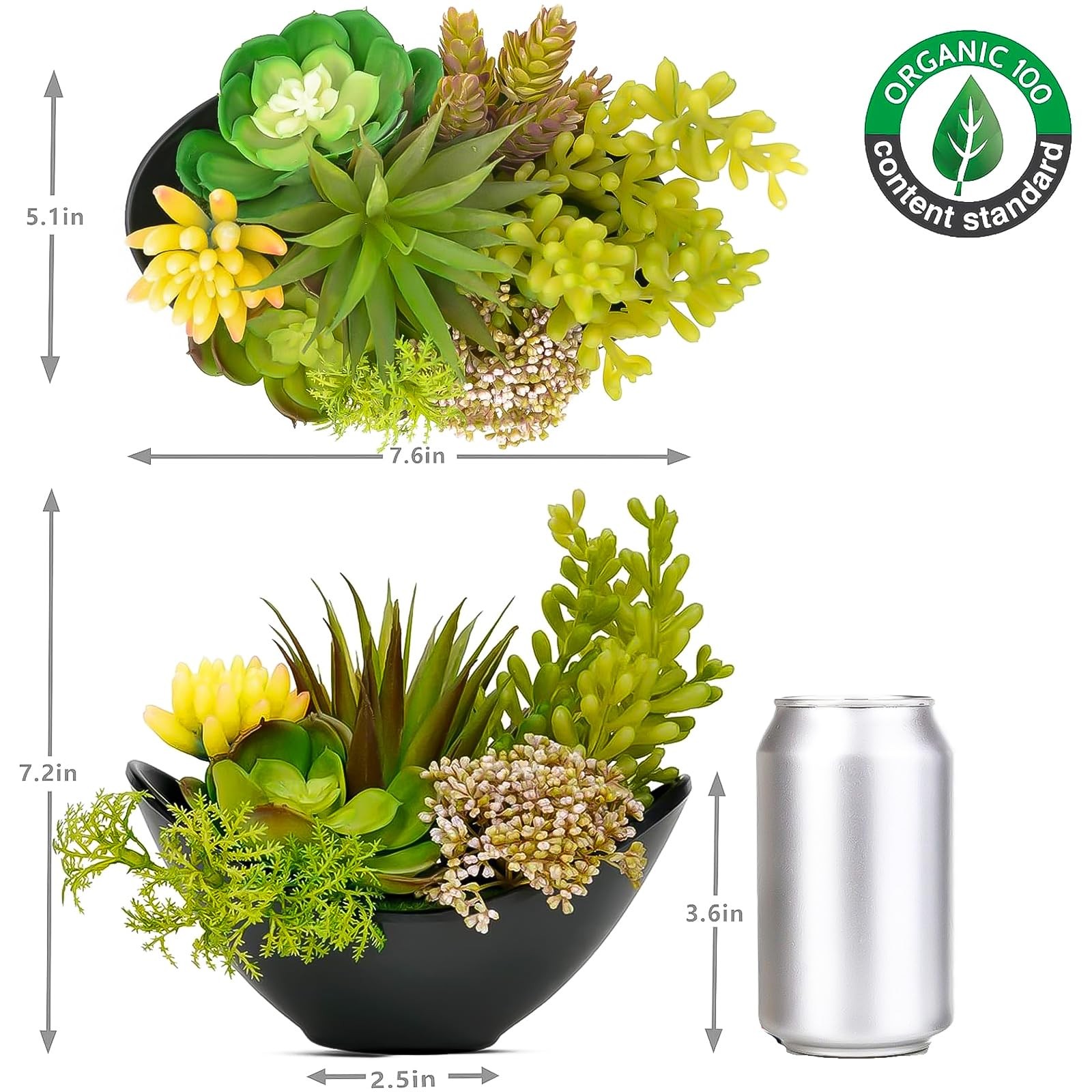 Artificial Succulents Plants, Fake Potted Plants – 7.2 Inch Faux Succulents, …