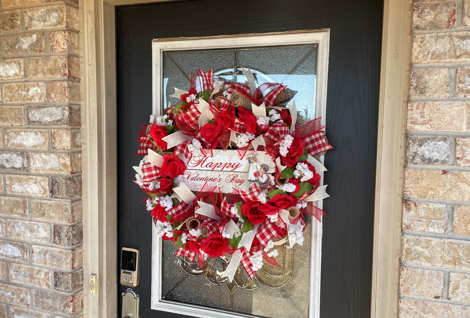 Romantic Vintage Style Happy Valentine’s Day Mesh Wreath Home Decor Decoration