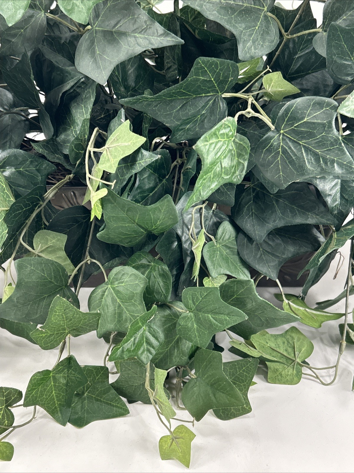 Ivy Plant in Antique Bronze Metal Planter Silk Plant 20″x15″ Green Ivy