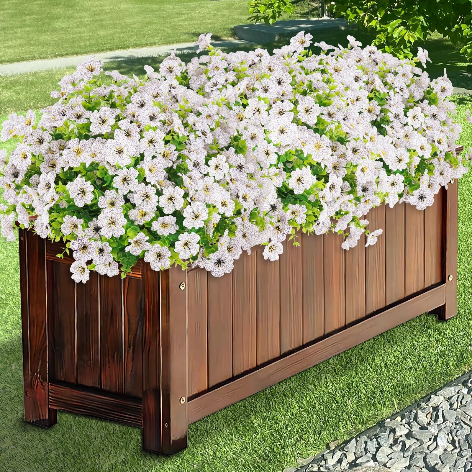 24 Bundles Artificial Flowers for Outdoor, Fake Plastic Plants for Spring Sum…