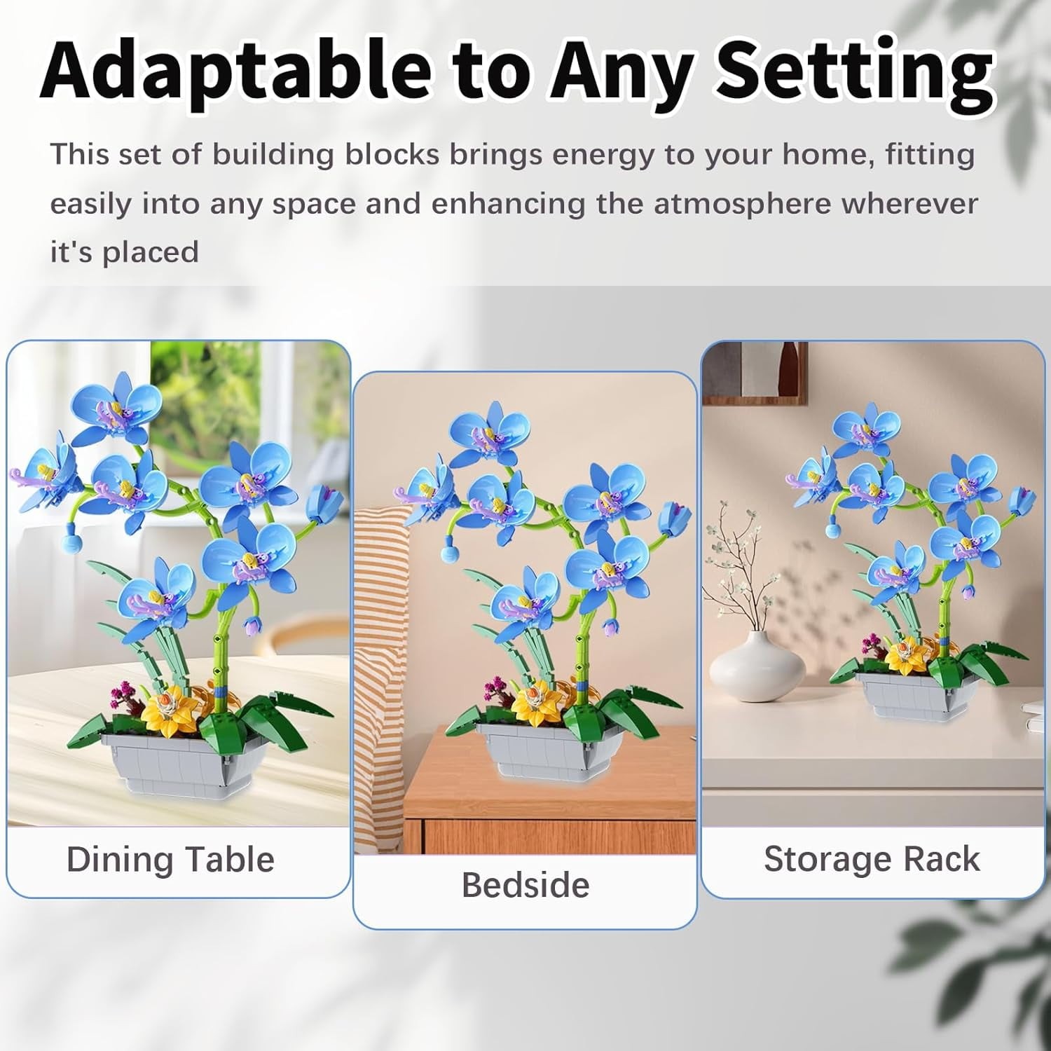 Orchid Flowers Bouquet Building Set for Adults -Botanicals Collection Artificial
