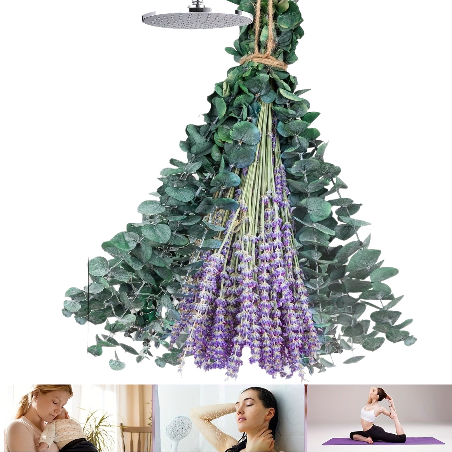 17″ 115Pcs Dried Eucalyptus Flower Lavender Mix Bouquet for Shower Home Decor